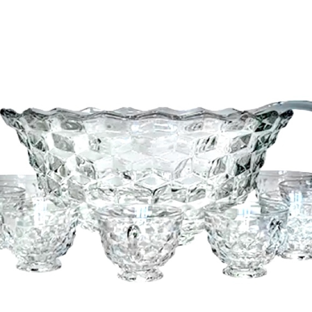 Vintage Fostoria Punch Bowl set